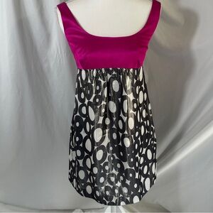 Silk Blend Trina Turk Babydoll Dress Made in the USA/Graphic Skirt Size 2